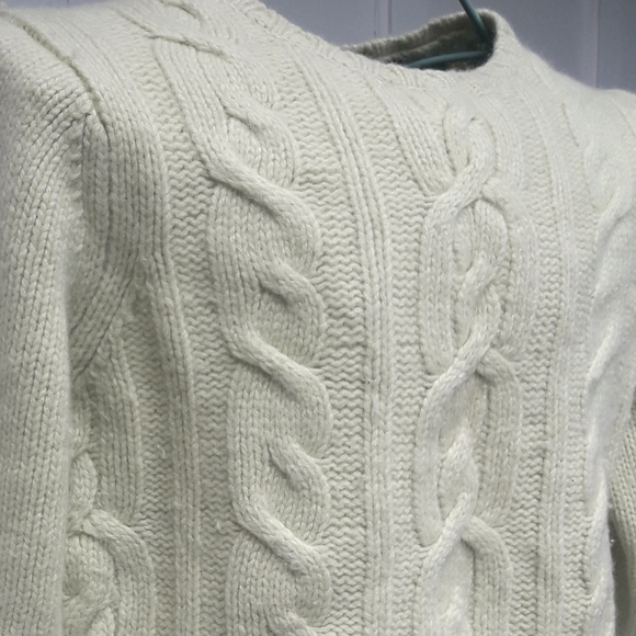 Cashmere Wool Angora Sweater Cable Knit Lt Green S - Picture 11 of 17